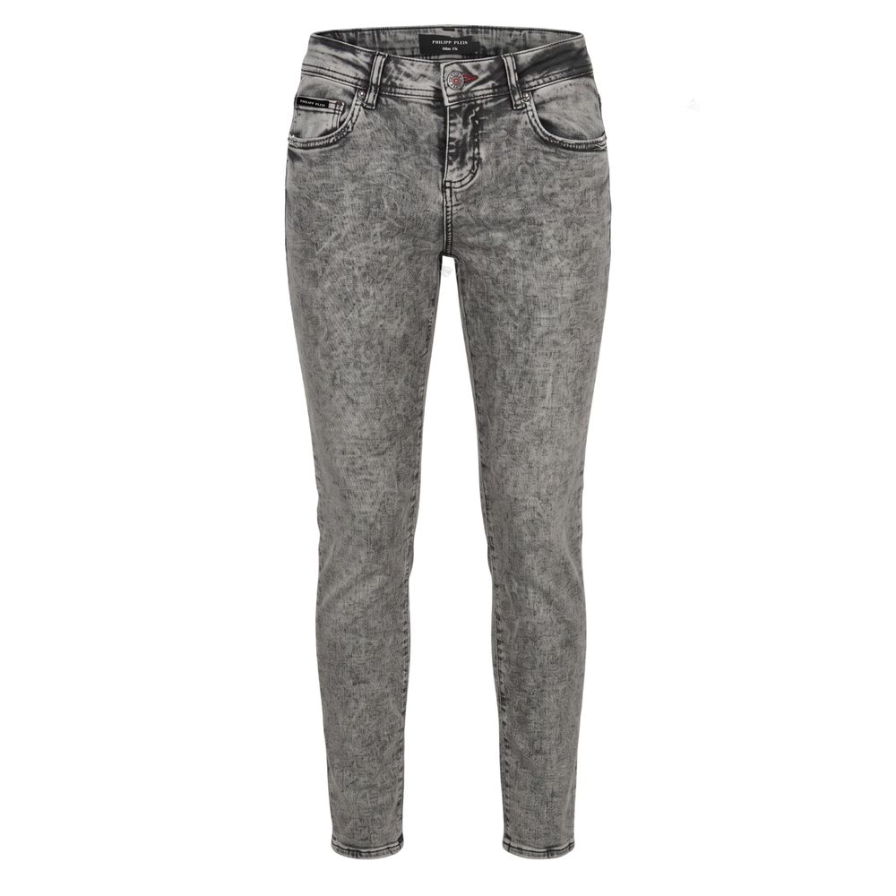 Philipp Plein Grey Cotton Women Jeans