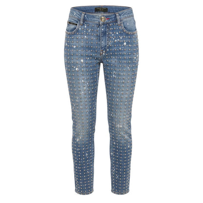 Philipp Plein Blue Cotton Women Jeans