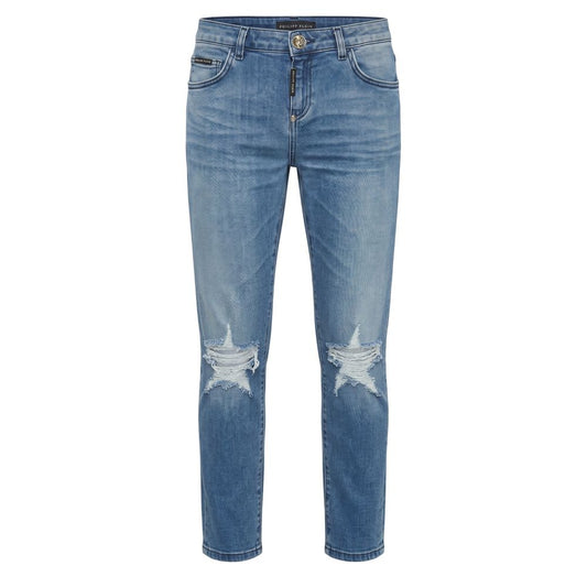 Philipp Plein Blue Cotton Women Jean