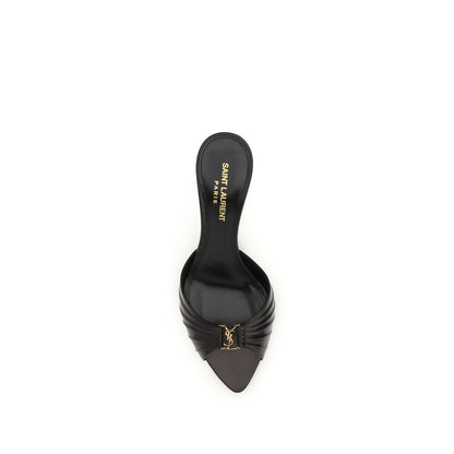 Saint Laurent Black Calf Leather Bos Taurus Sandals