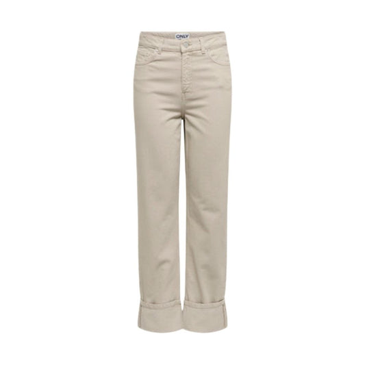 Only Beige Cotton Mom Jeans