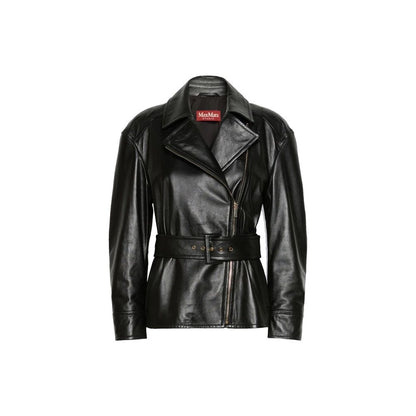 Max Mara Black Lambskin Leather Jacket
