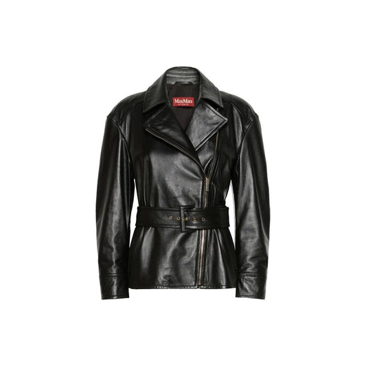 Max Mara Black Lambskin Leather Jacket