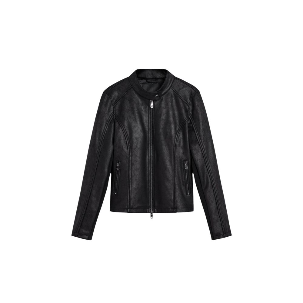 Desigual Black Polyester Leather Jacket