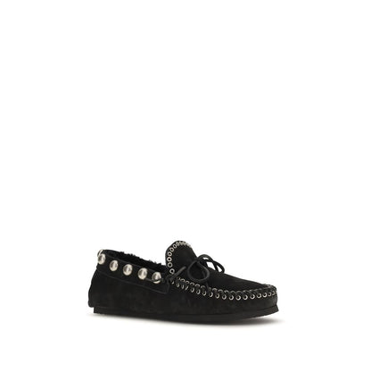 Isabel Marant Black Calf Leather Bos Taurus Slip-On Loafers