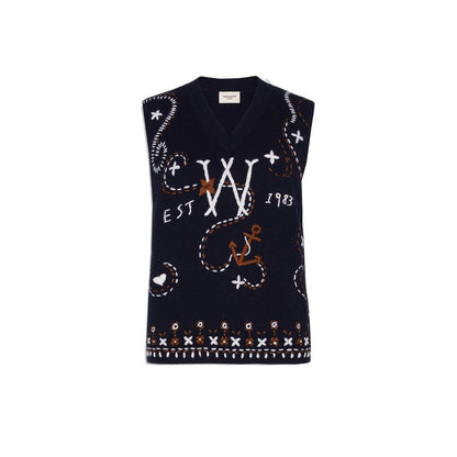 Max Mara Blue Virgin Wool Waistcoat