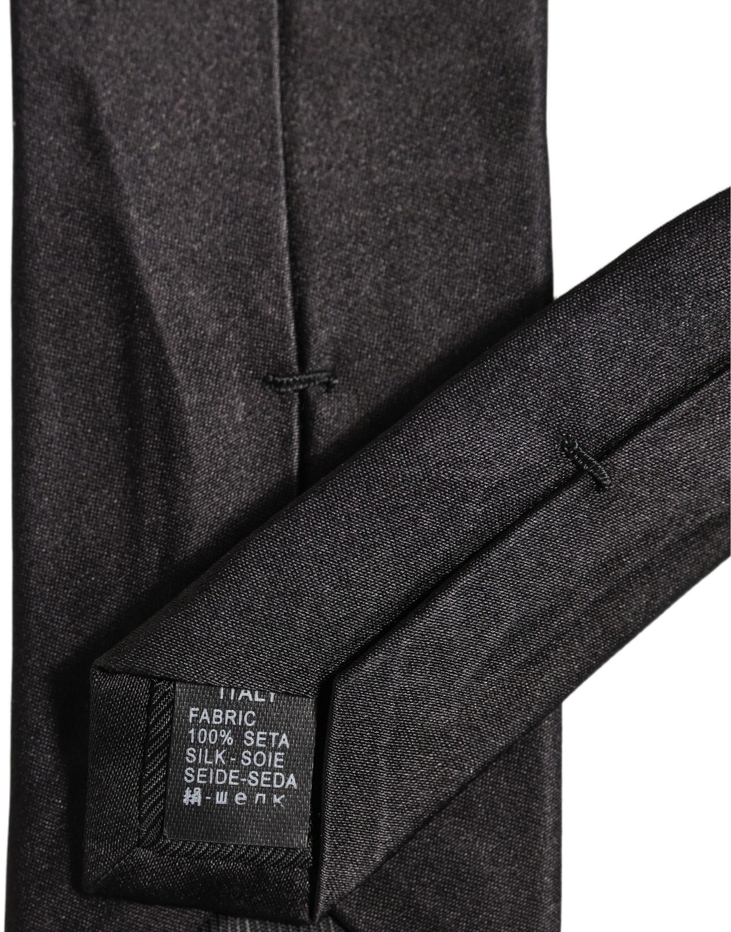 Dolce & Gabbana Black Satin 100% Silk Adjustable Tied Men Necktie Tie