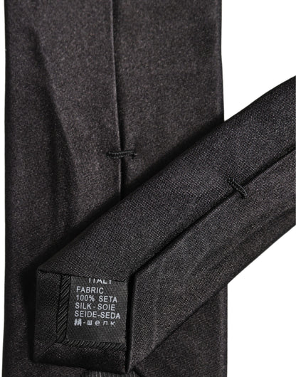 Dolce & Gabbana Black Satin 100% Silk Adjustable Tied Men Necktie Tie