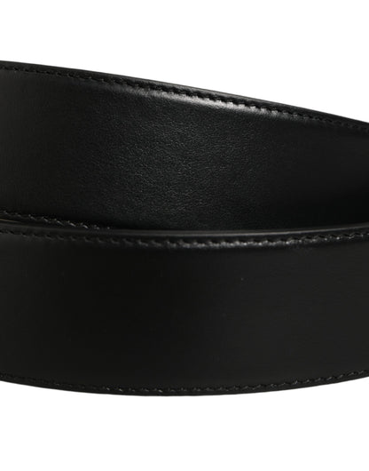 Dolce & Gabbana Black Leather Bee Accent Metal Buckle Belt