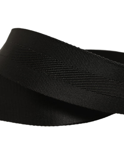 Dolce & Gabbana Men Black Fabric Strap Logo Metal Buckle Belt