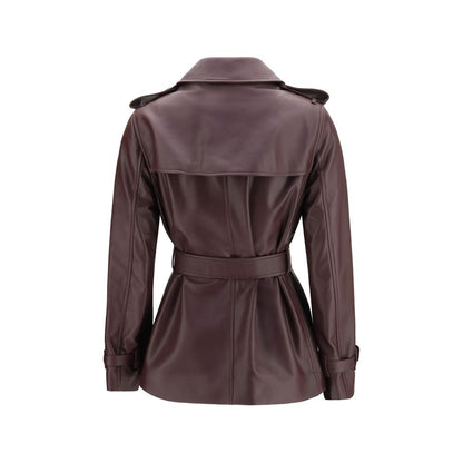 Burberry Bordeaux Calf Leather Bos Taurus Coat