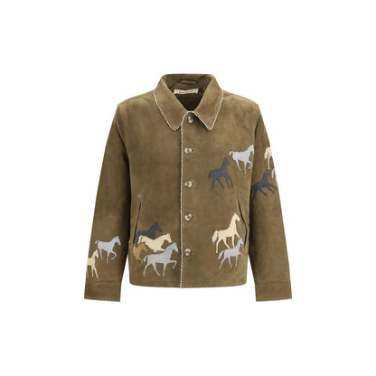 Baziszt Brown Suede Leather Full-Length Jacket