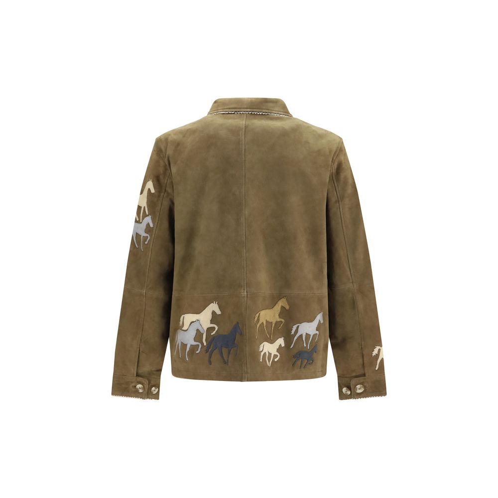 Baziszt Brown Suede Leather Full-Length Jacket