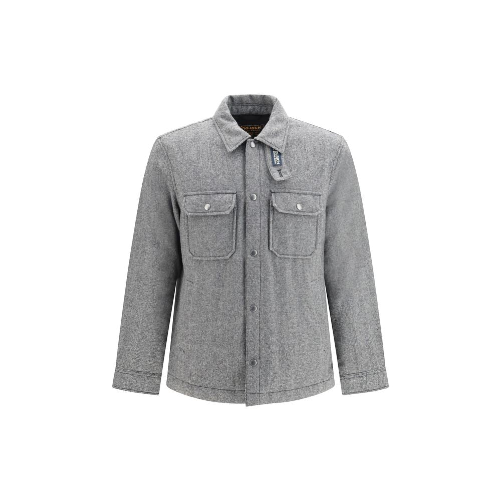 Woolrich Gray Wool Oves Aries Full-Length Jacket
