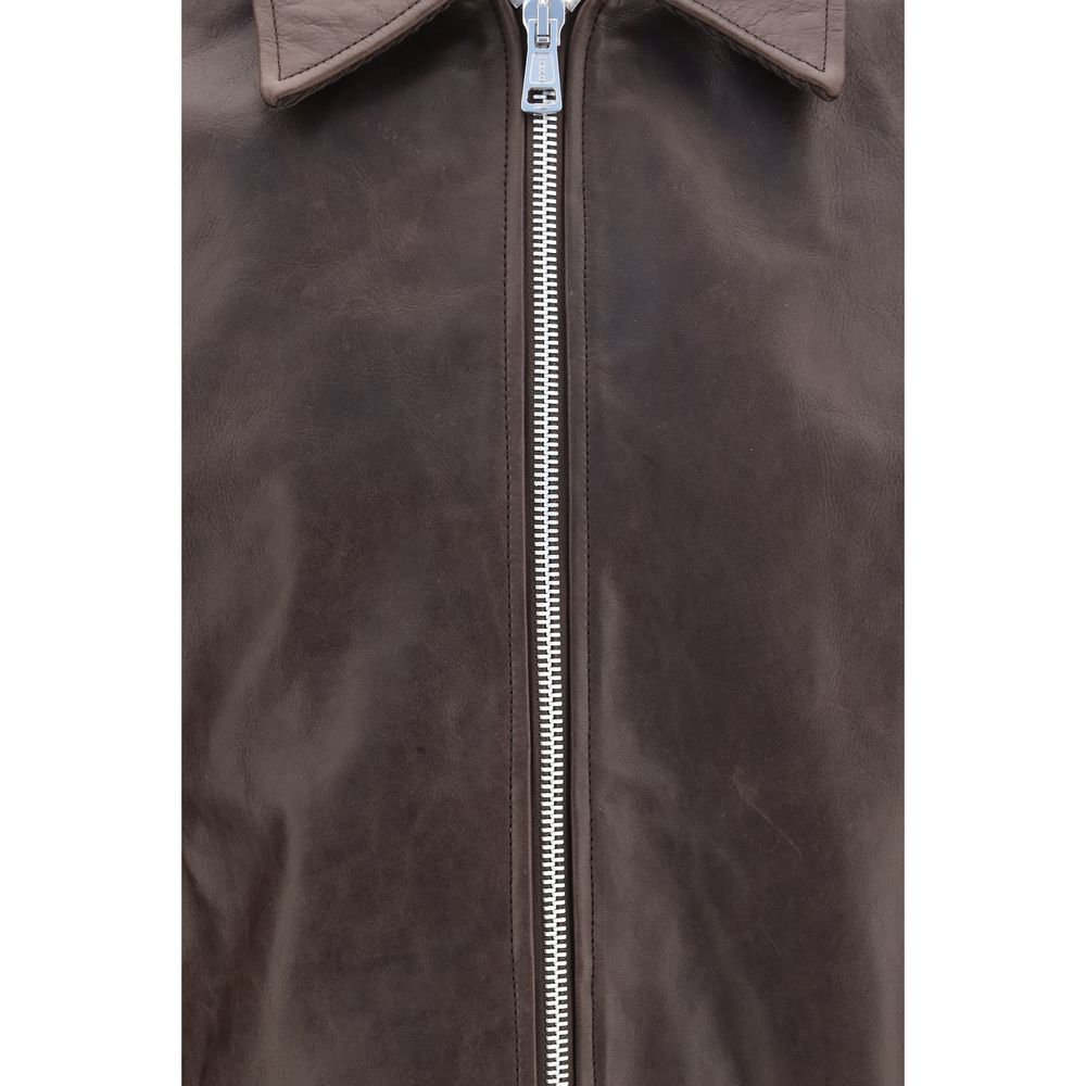 Our Legacy Brown Calf Leather Bos Taurus Leather Jacket