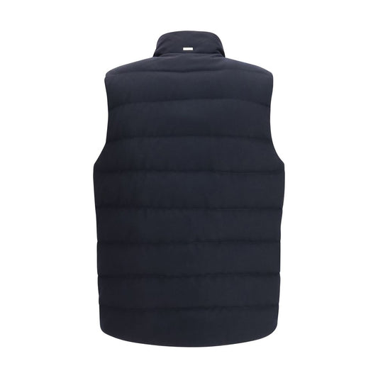 Herno Blue Wool Oves Aries Sleeveless Jacket