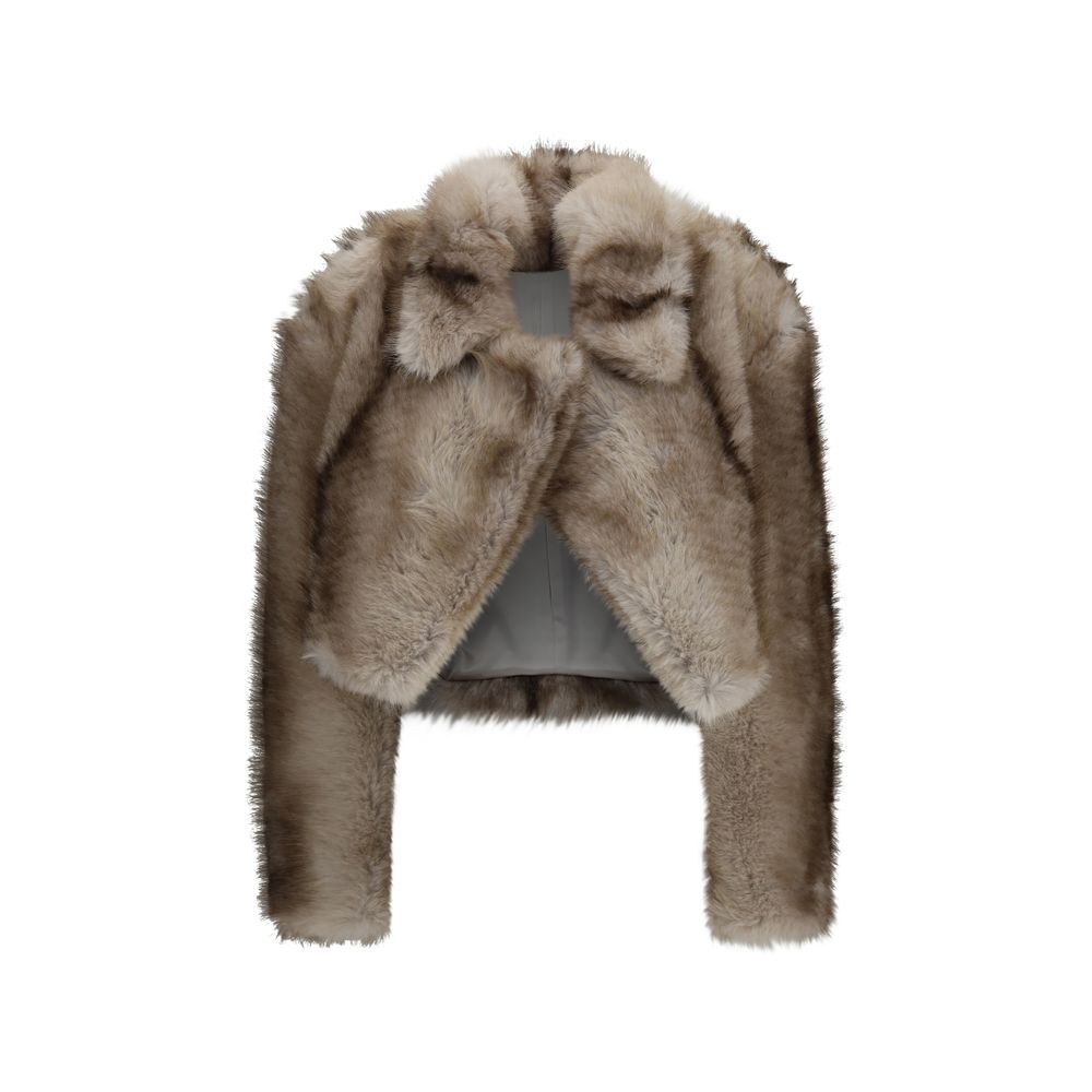 Max Mara Gray Polyester Full-Length Jacket