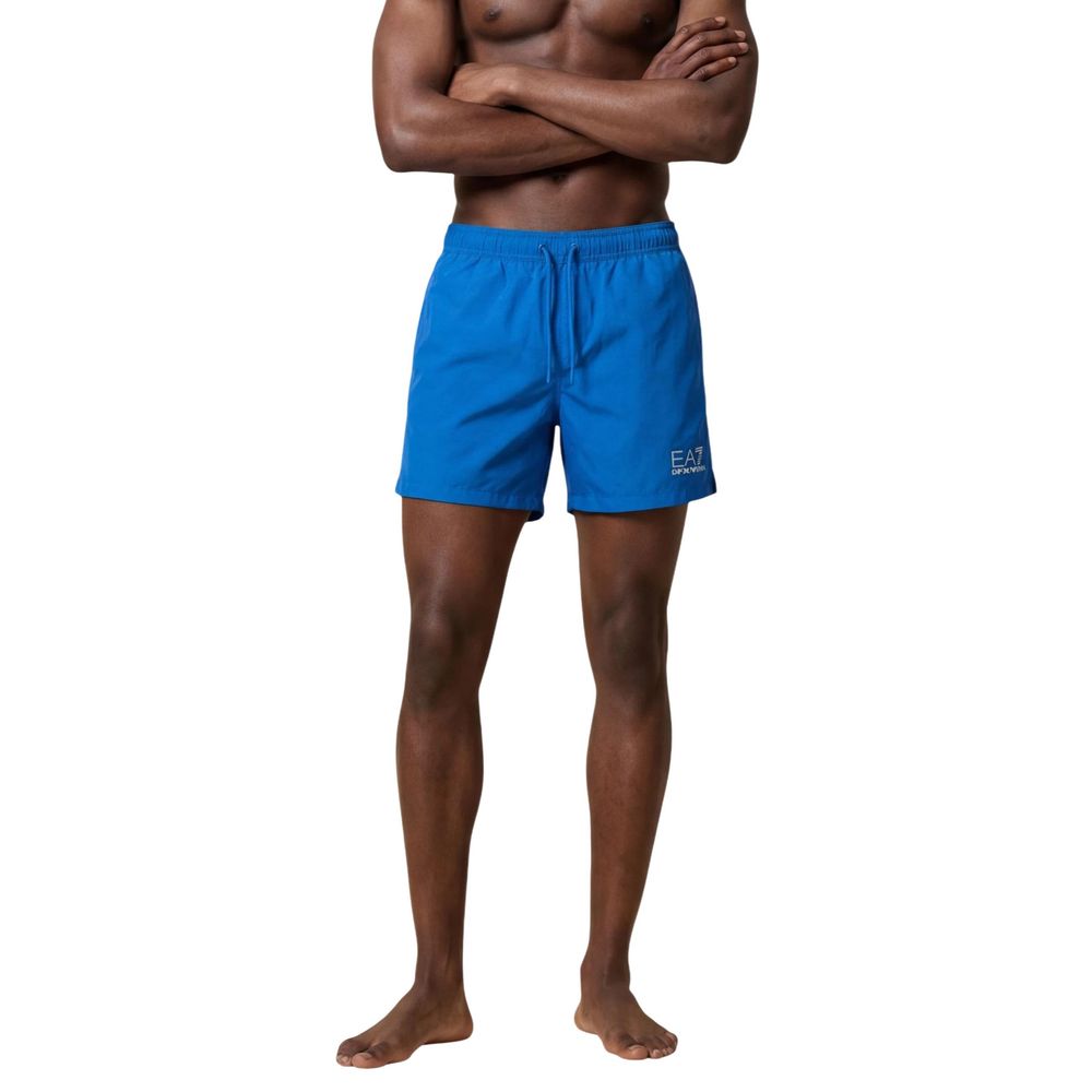 EA7 Emporio Armani Blue Polyester Swim Shorts
