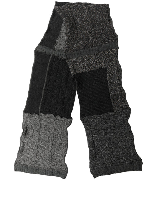 Dolce & Gabbana Multicolor Patchwork Wool Knit Shawl Scarf