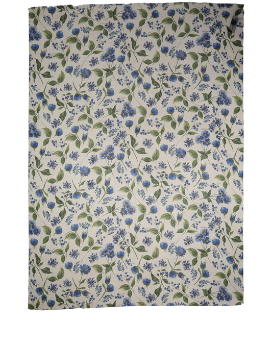 Dolce & Gabbana White Blue Floral Polyester Stole Scarf