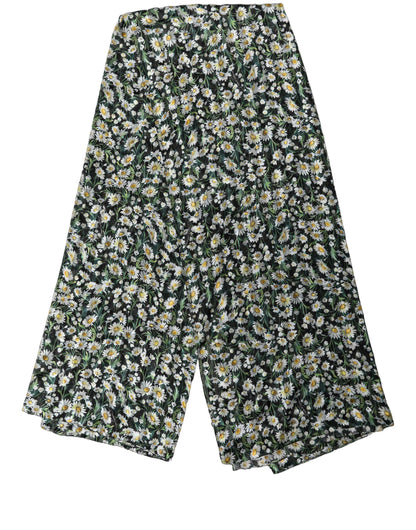Dolce & Gabbana Black Silk Daisy Chiffon Long Stole Scarf