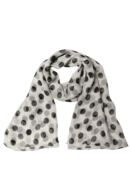 Dolce & Gabbana White Black Polka Dot Shawl Stole Scarf