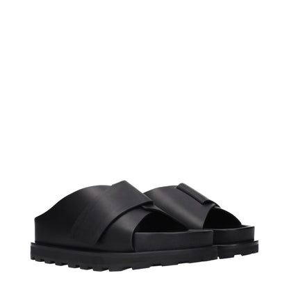 Jil Sander Black Leather Slippers