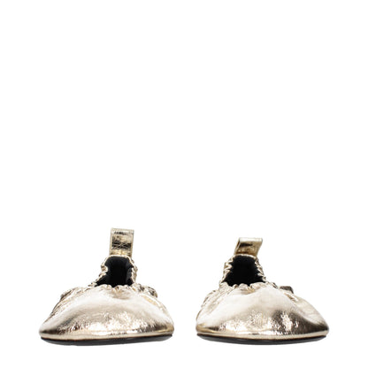 Jil Sander Gold Leather Ballet Flats