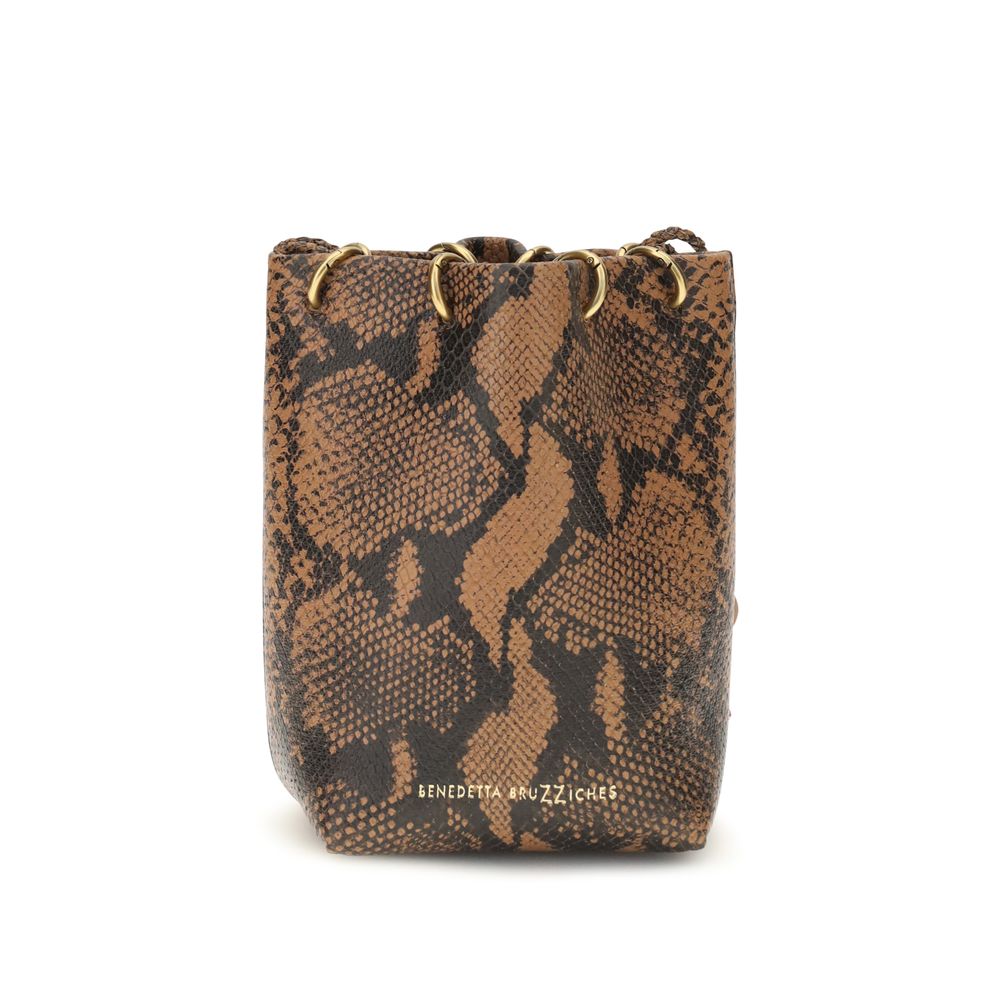Benedetta Bruzziches Brown Calf Leather Bos Taurus Backet Bag
