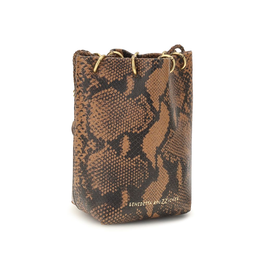 Benedetta Bruzziches Brown Calf Leather Bos Taurus Backet Bag