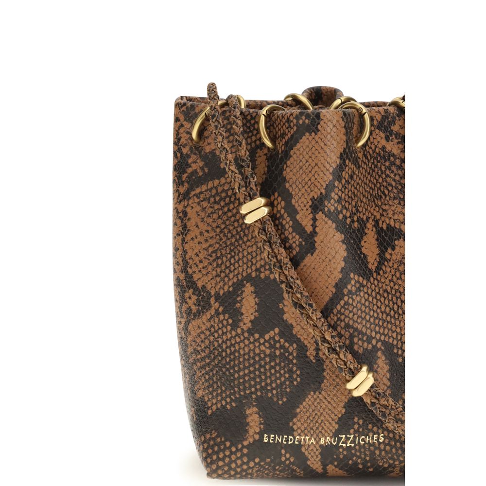 Benedetta Bruzziches Brown Calf Leather Bos Taurus Backet Bag