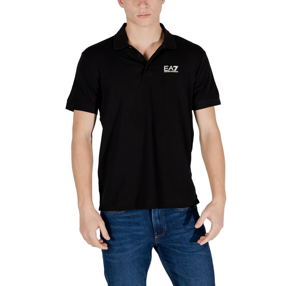 EA7 Emporio Armani Black Cotton Polo Shirt