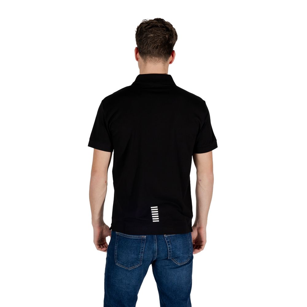 EA7 Emporio Armani Black Cotton Polo Shirt