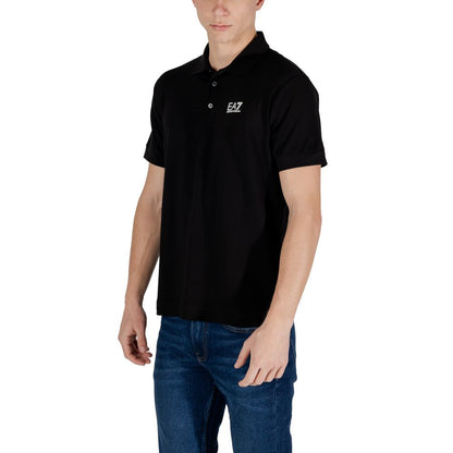 EA7 Emporio Armani Black Cotton Polo Shirt