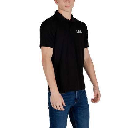 EA7 Emporio Armani Black Cotton Polo Shirt