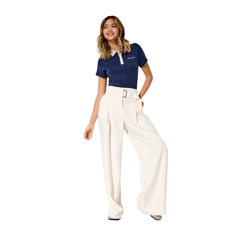 Nur cremefarbene Polyester-Anzughose
