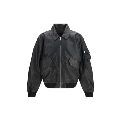 ALPHA INDUSTRIES Black Lambskin Leather Jacket