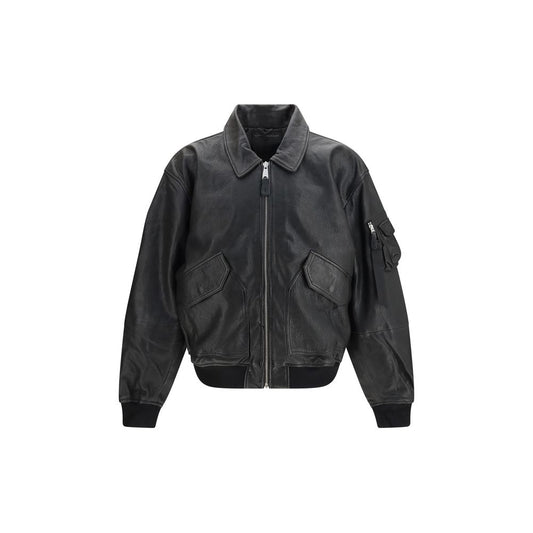 ALPHA INDUSTRIES Black Lambskin Bomber
