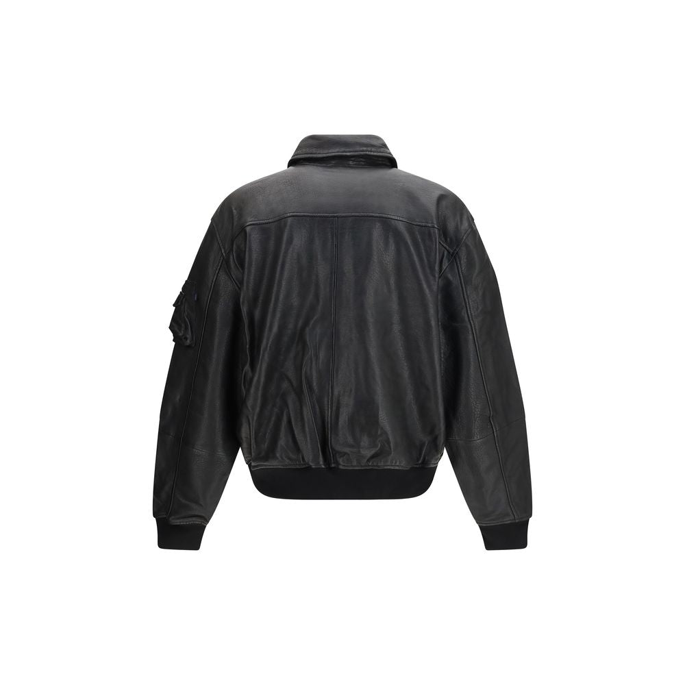ALPHA INDUSTRIES Black Lambskin Leather Jacket