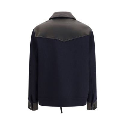 P.A.R.O.S.H. Blue Wool Oves Aries Leather Jacket