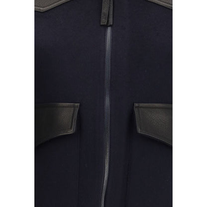 P.A.R.O.S.H. Blue Wool Oves Aries Leather Jacket