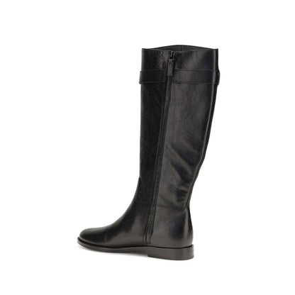 Tory Burch Black Calf Leather Bos Taurus Lace-Up Boots