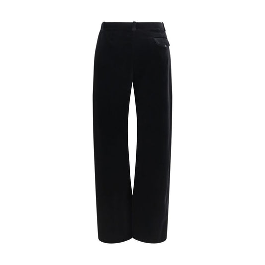 Khaite Black Viscose Casual Pants