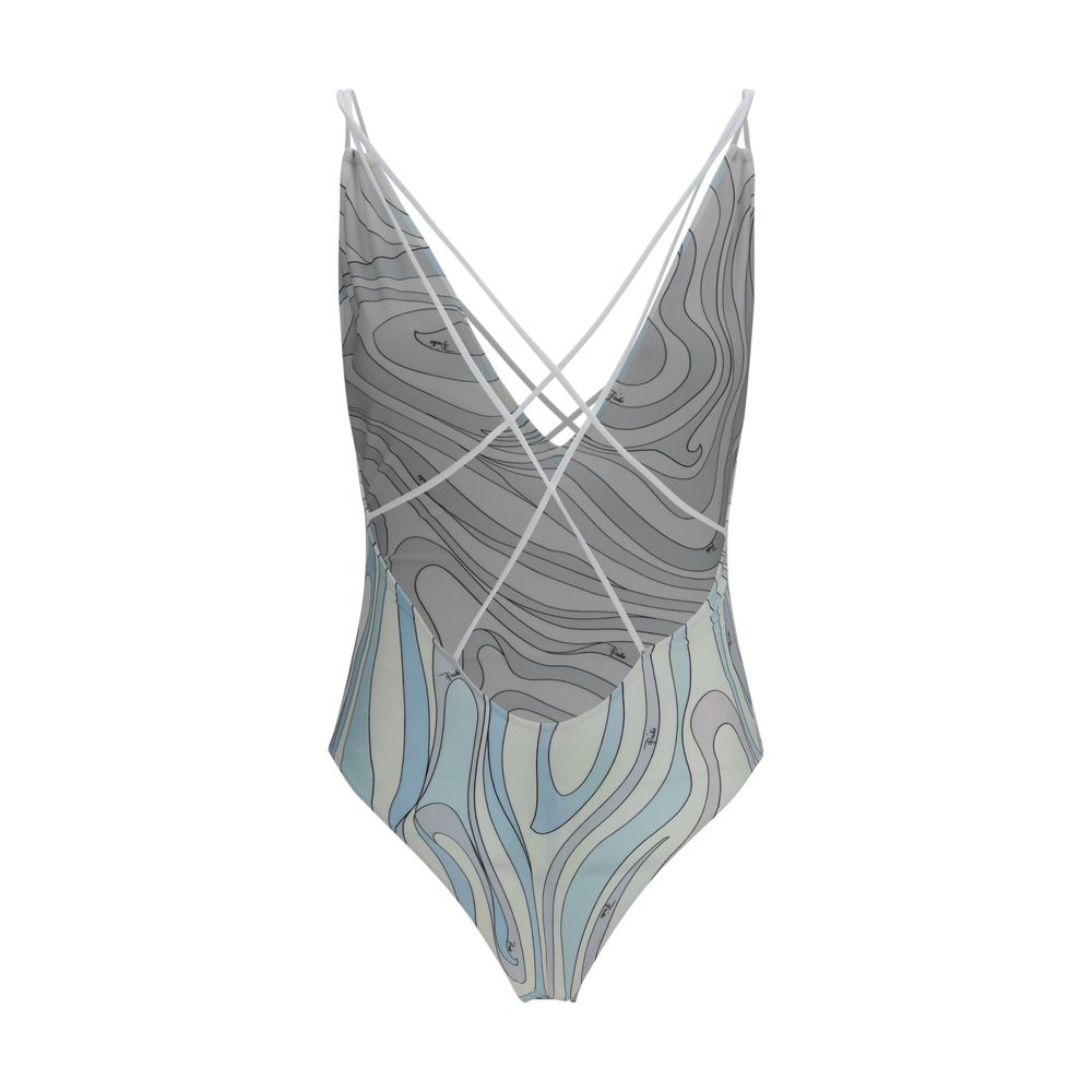 Emilio Pucci Blue Polyamide One-Piece Swimsuit
