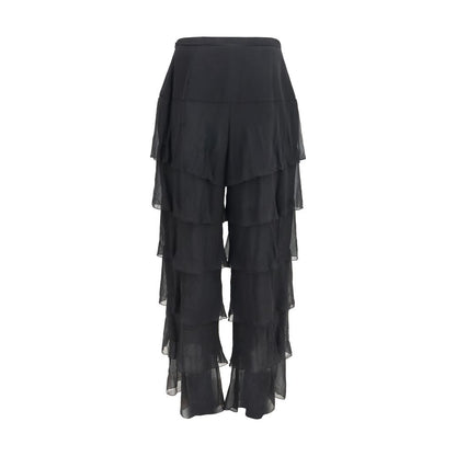 Valentino Garavani Black Silk Casual Pants