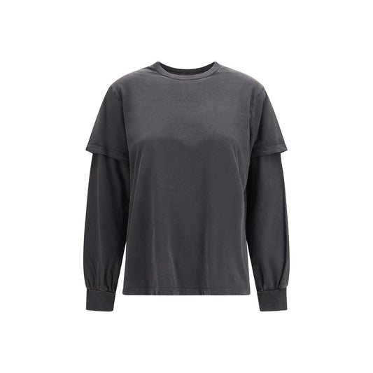 Ganni Gray Cotton Long Sleeve T-Shirt
