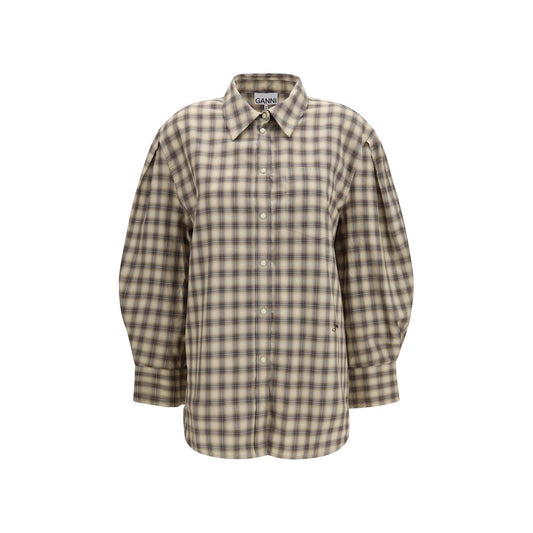 Ganni Beige Cotton Dress Shirt
