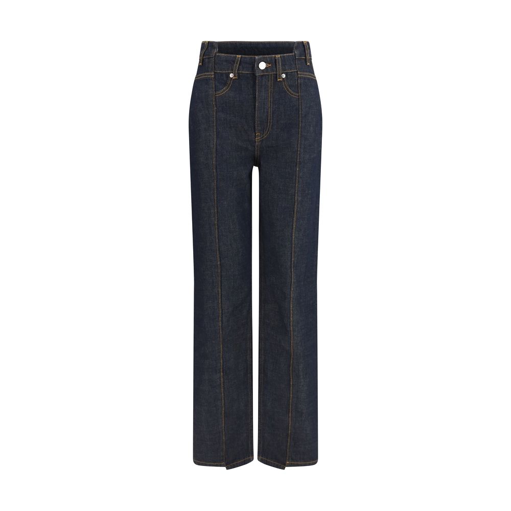 Ganni Blue Cotton Straight-Leg Jeans