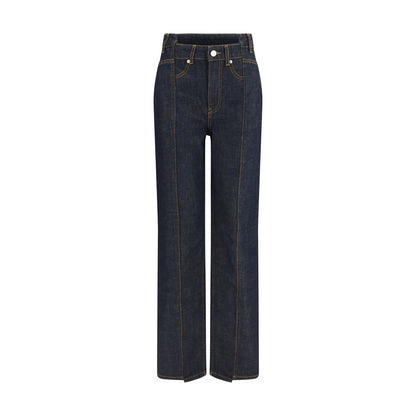 Ganni Blue Cotton Straight-Leg Jeans