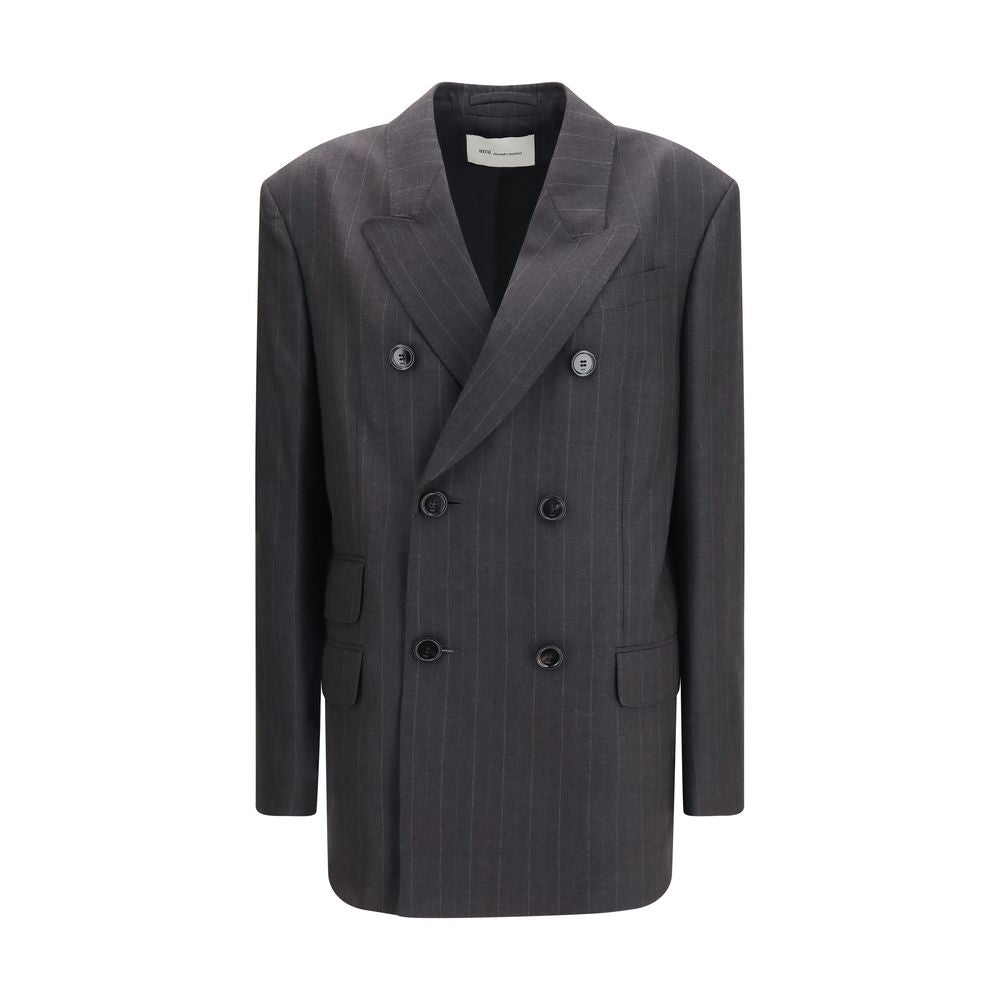 Ami Paris Gray Wool Oves Aries Blazer